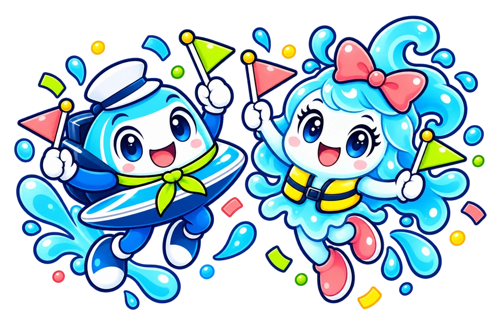 応援するぼぼぼー君とぼぼぼーちゃん