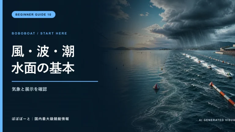 晴天・風・雨・波の違いを一つの競走水面で表したサムネイル