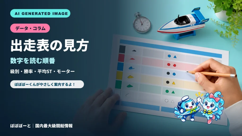出走表の見方をぼぼぼーくんが案内するAI生成サムネイル