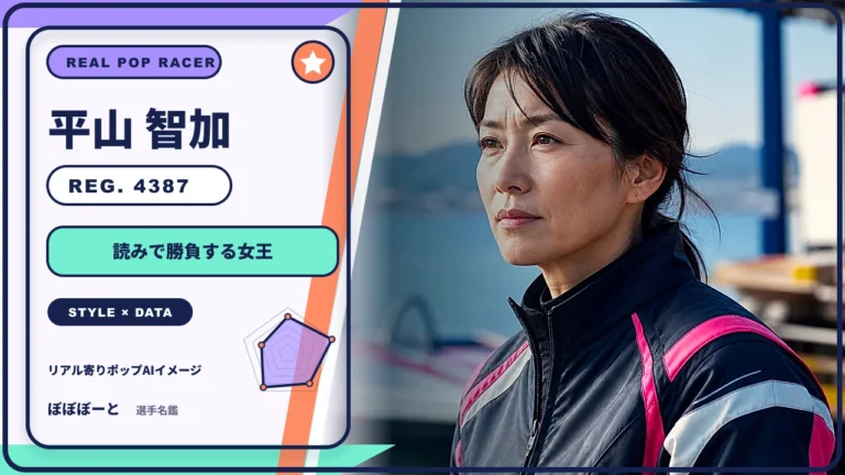 平山 智加選手の特徴をテーマにしたリアル寄りポップAI編集イメージとレーダーチャート 登録番号4387