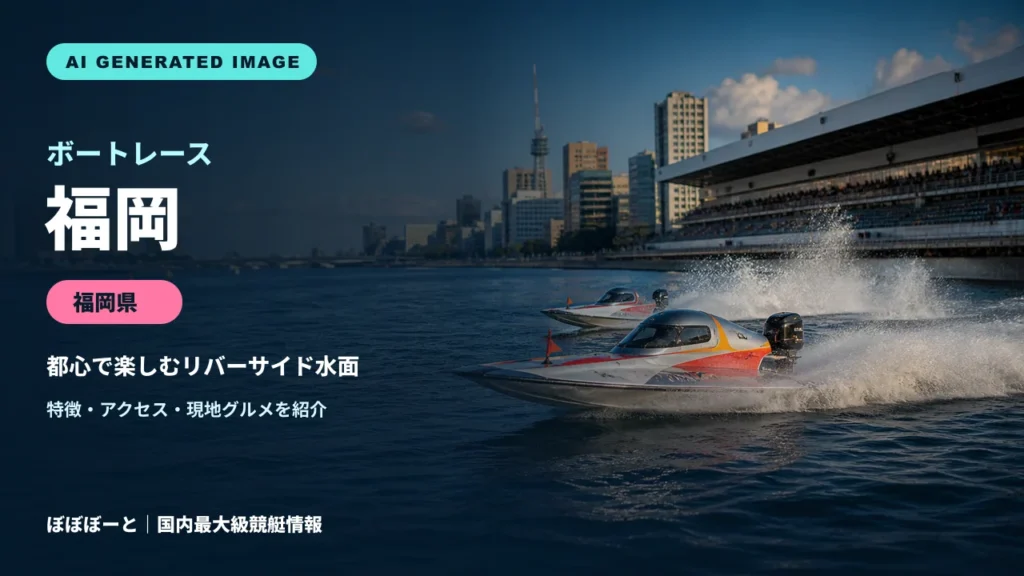 ボートレース福岡の特徴をテーマに制作したフォトリアル調AI生成イメージ