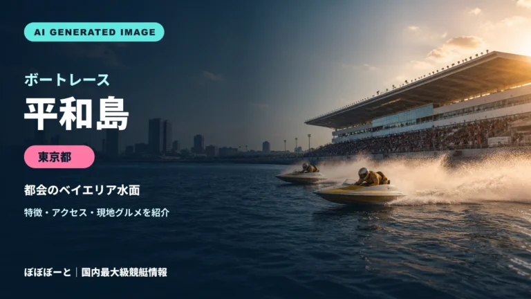 ボートレース平和島の特徴をテーマに制作したフォトリアル調AI生成イメージ