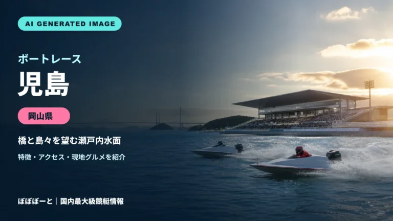 ボートレース児島の特徴をテーマに制作したフォトリアル調AI生成イメージ