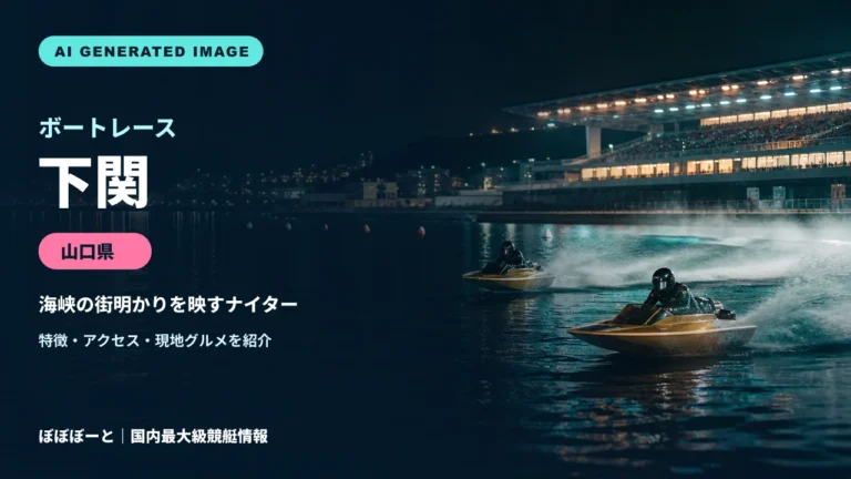ボートレース下関の特徴をテーマに制作したフォトリアル調AI生成イメージ