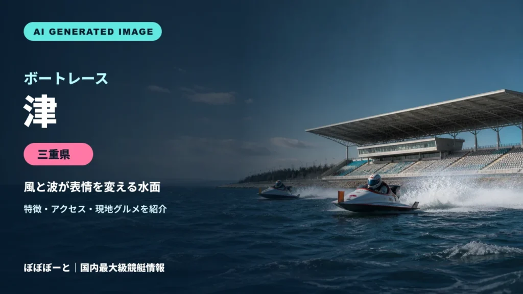 ボートレース津の特徴をテーマに制作したフォトリアル調AI生成イメージ